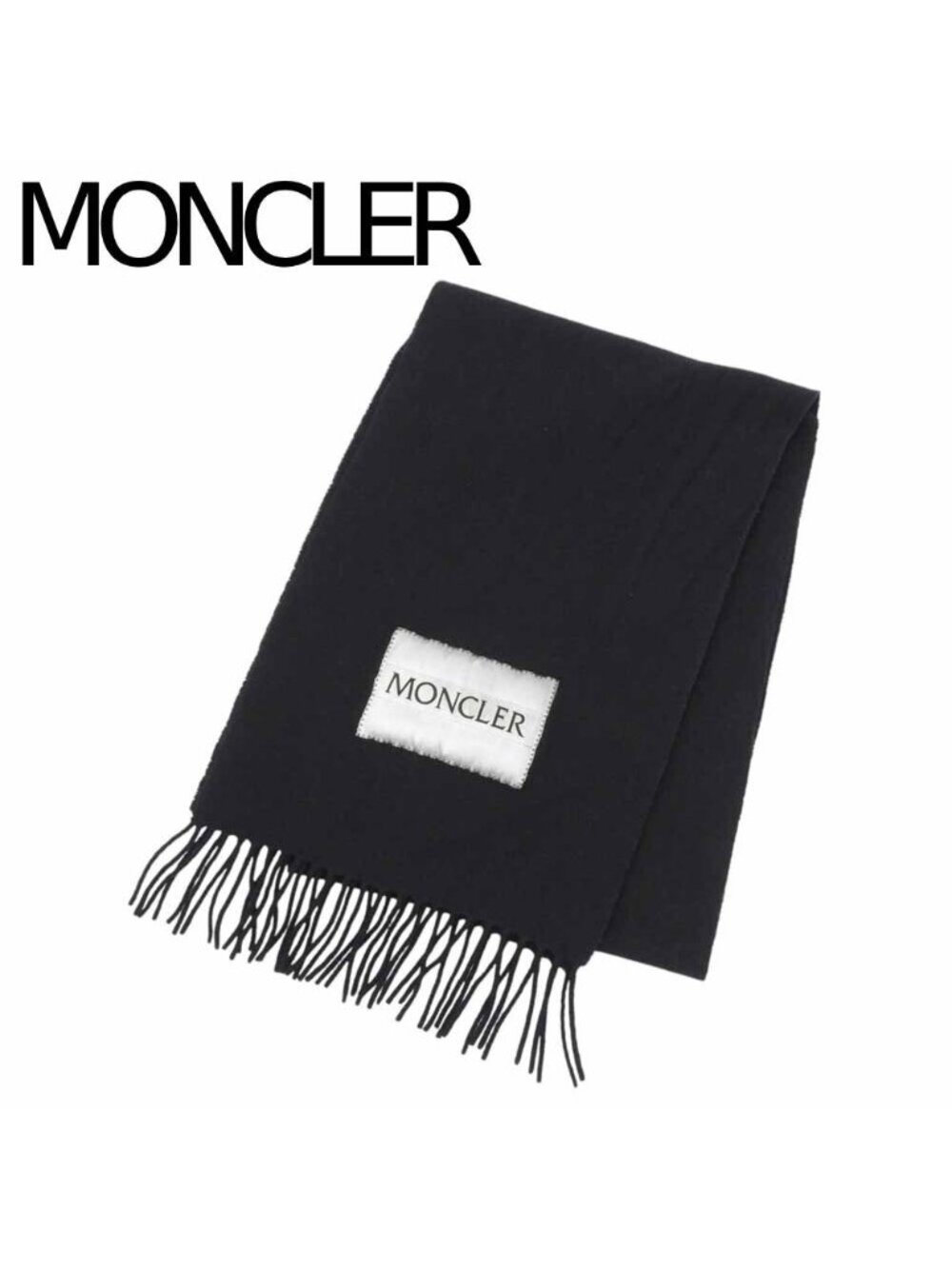 Moncler Wool Fringe Scarf 29 180 Dark Navy